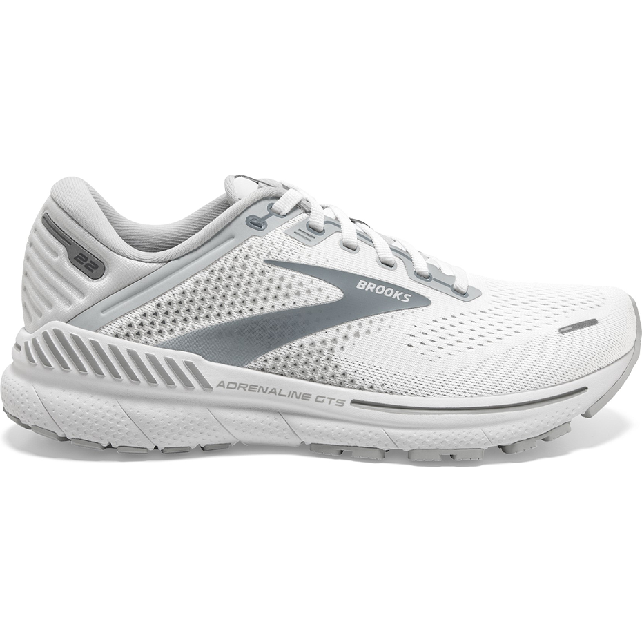 Women's Brooks Adrenaline GTS 22, White/Oyster/Primer Grey, 7.5 B Medium