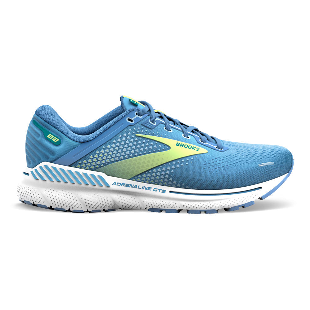 Women's Brooks Adrenaline GTS 22, Silver Lake Blue/Green/White, 9.5 B Medium