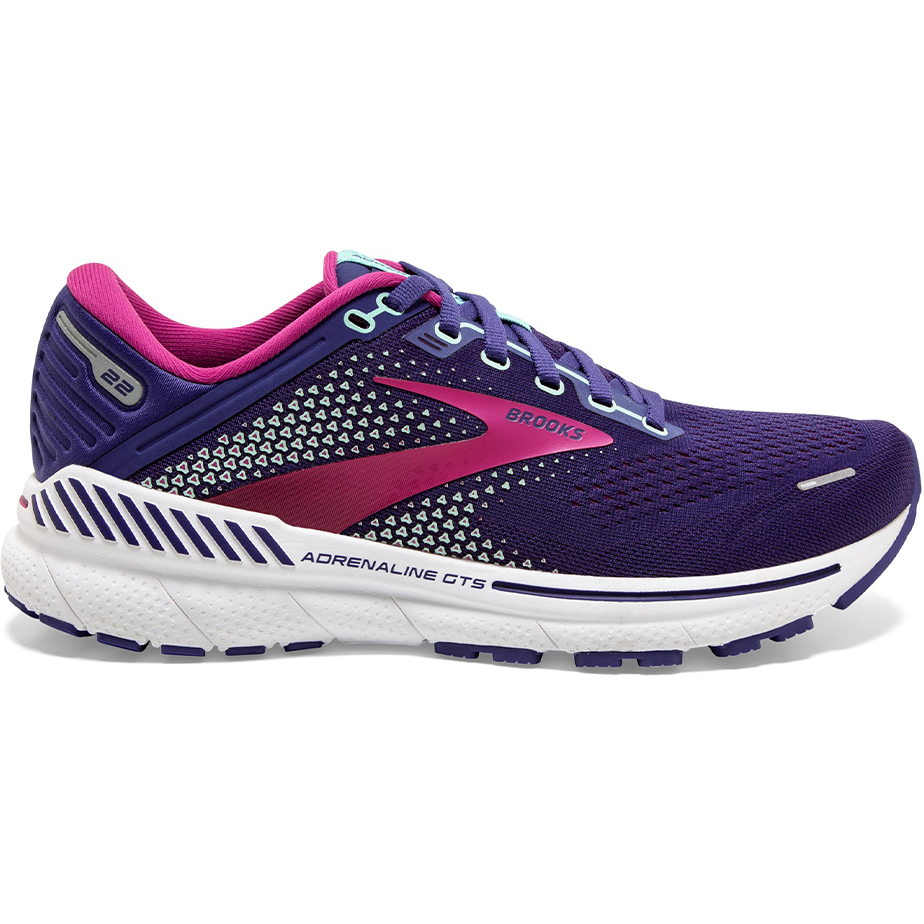 Women's Brooks Adrenaline GTS 22, Navy/Yucca/Pink, 6 B Medium