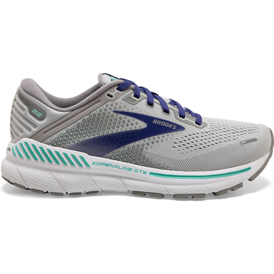 Women's Brooks Adrenaline GTS 22, Alloy/Blue/Green, 10.5 B Medium