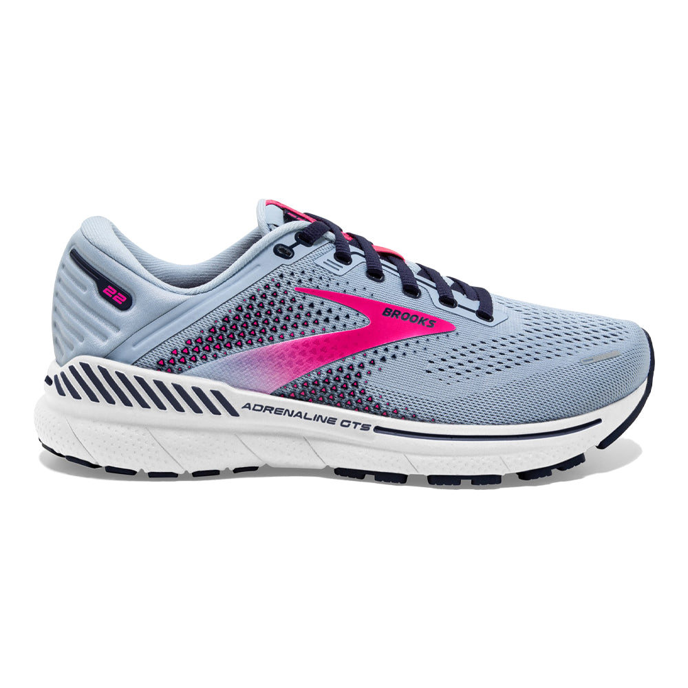 Women's Brooks Adrenaline GTS 22, Kentucky Blue/Peacoat/Pink, 7 B Medium