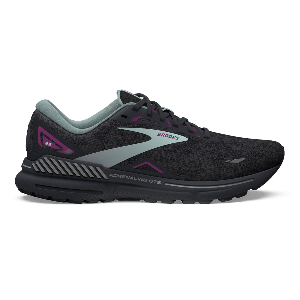 Women's Brooks Adrenaline GTS 23, Black/Light Blue/Purple, 9 B Medium