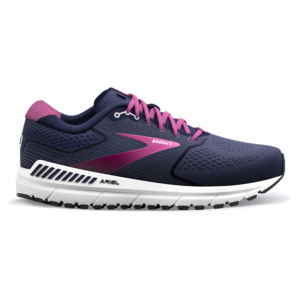 Women's Brooks Ariel '20, Peacoat/Vivid Viola/White, 9.5 D Wide