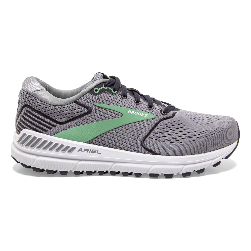 Women's Brooks Ariel '20, Alloy/Blackened Pearl/Green, 8.5 D Wide