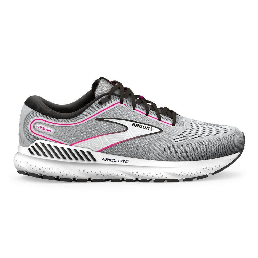 Women's Brooks Ariel GTS 23, Grey/Black/Pink, 9 B Medium