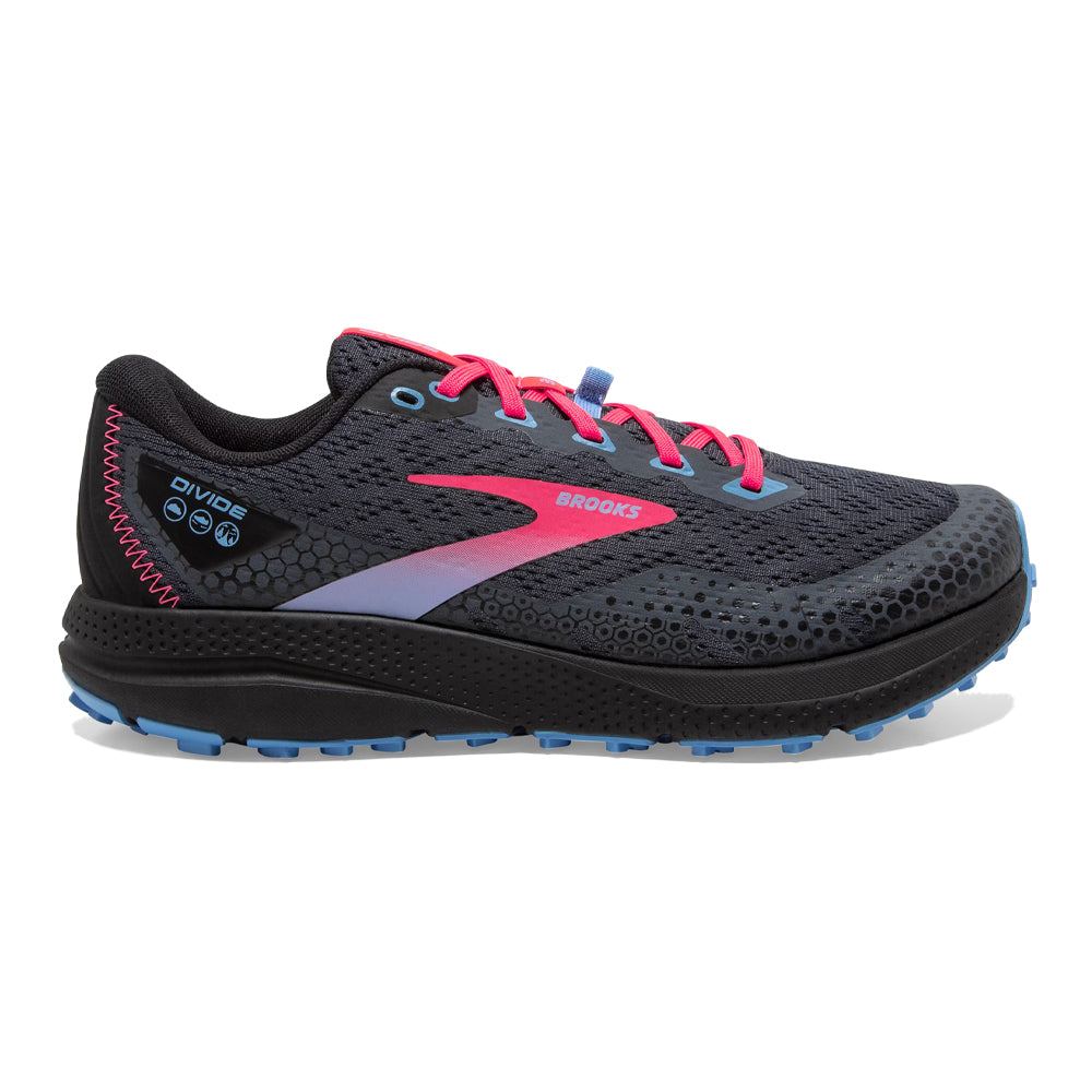 Women's Brooks Divide 3, Ebony/Black/Diva Pink, 11 B Medium