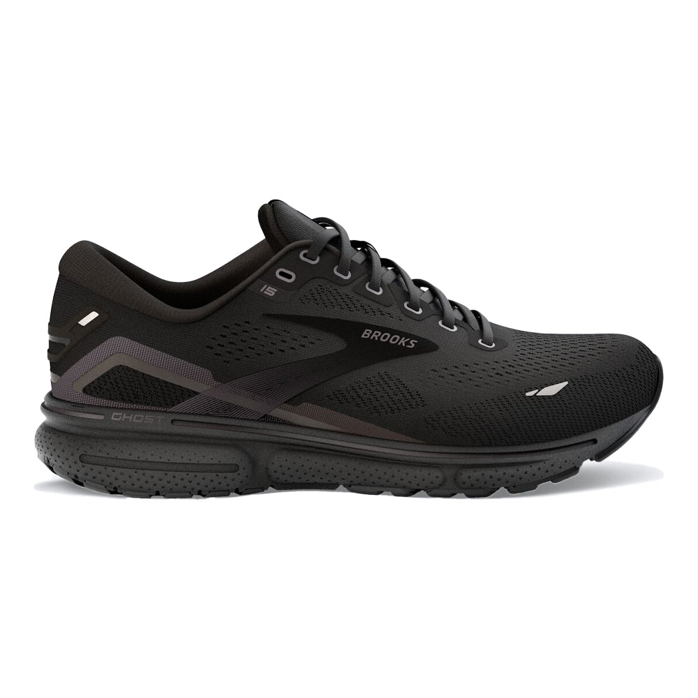 Women's Brooks Ghost 15, Black/Black/Ebony, 9.5 B Medium