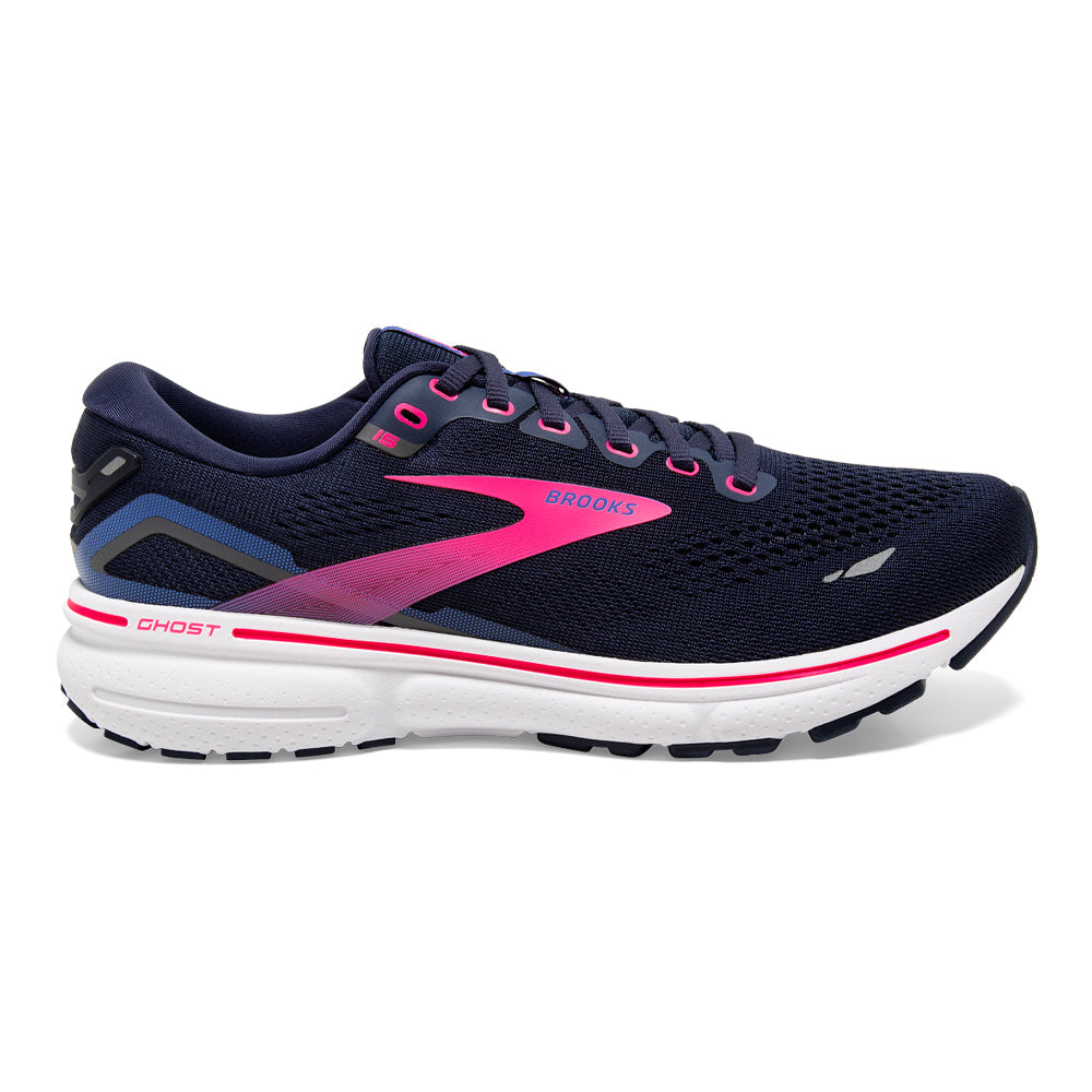 Women's Brooks Ghost 15, Peacoat/Blue/Pink, 9.5 B Medium
