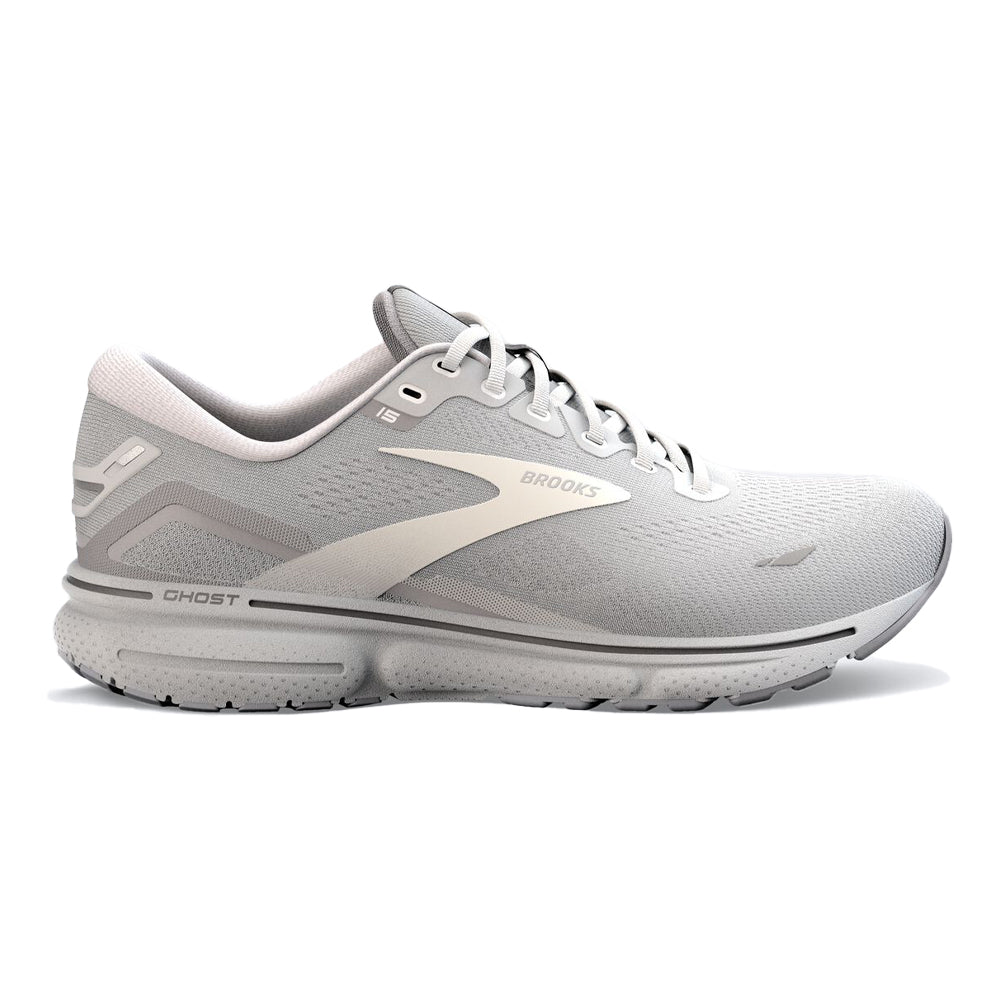 Women's Brooks Ghost 15, Oyster/Alloy/White, 9.5 B Medium