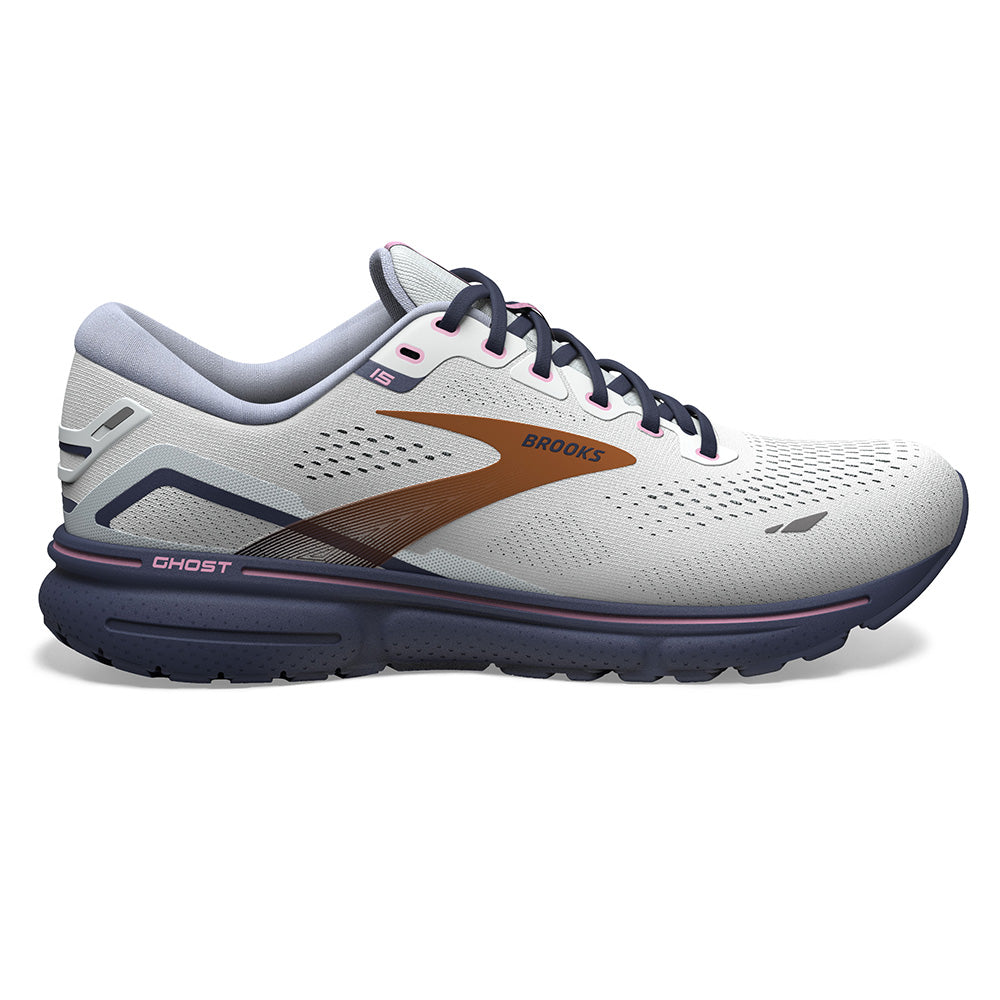 Women's Brooks Ghost 15, Spa Blue/Neo Pink/ Copper, 7.5 B Medium