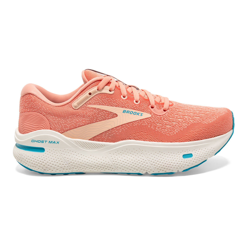 Women's Brooks Ghost Max, Papaya/Apricot/Blue, 9.5 B Medium