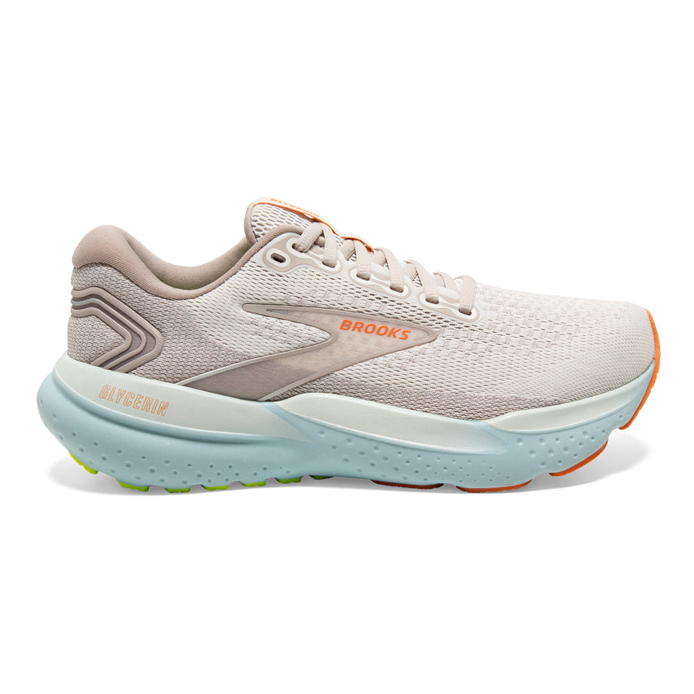 Women's Brooks Glycerin 21, Coconut/Aqua/Autumn Sunset, 7 B Medium