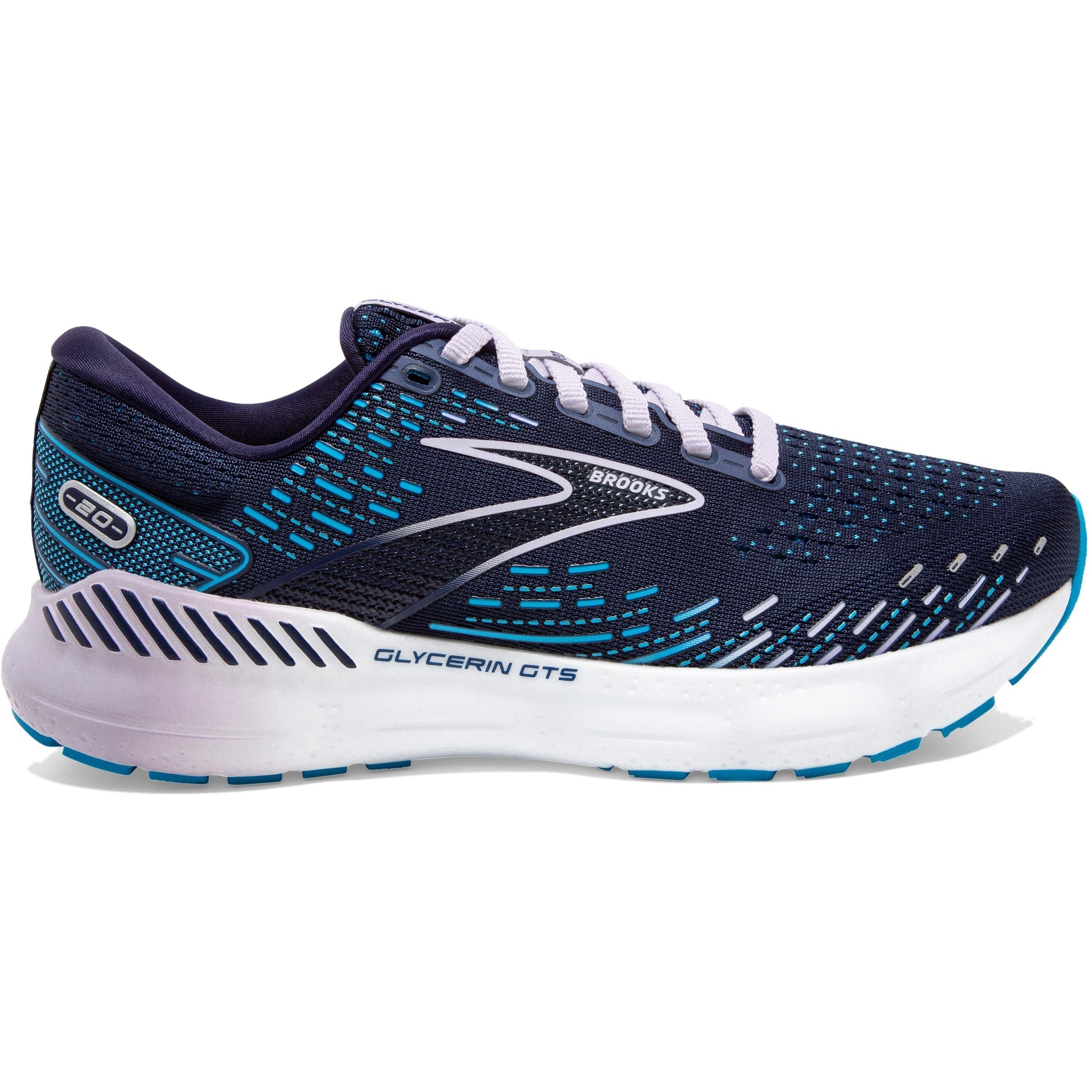 Women's Brooks Glycerin GTS 20, Peacoat/Ocean/Pastel Lilac, 8 B Medium