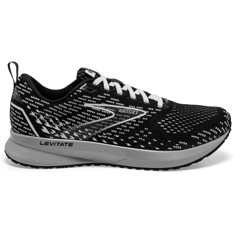 Women's Brooks Levitate 5, Black/Grey/White, 10 B Medium