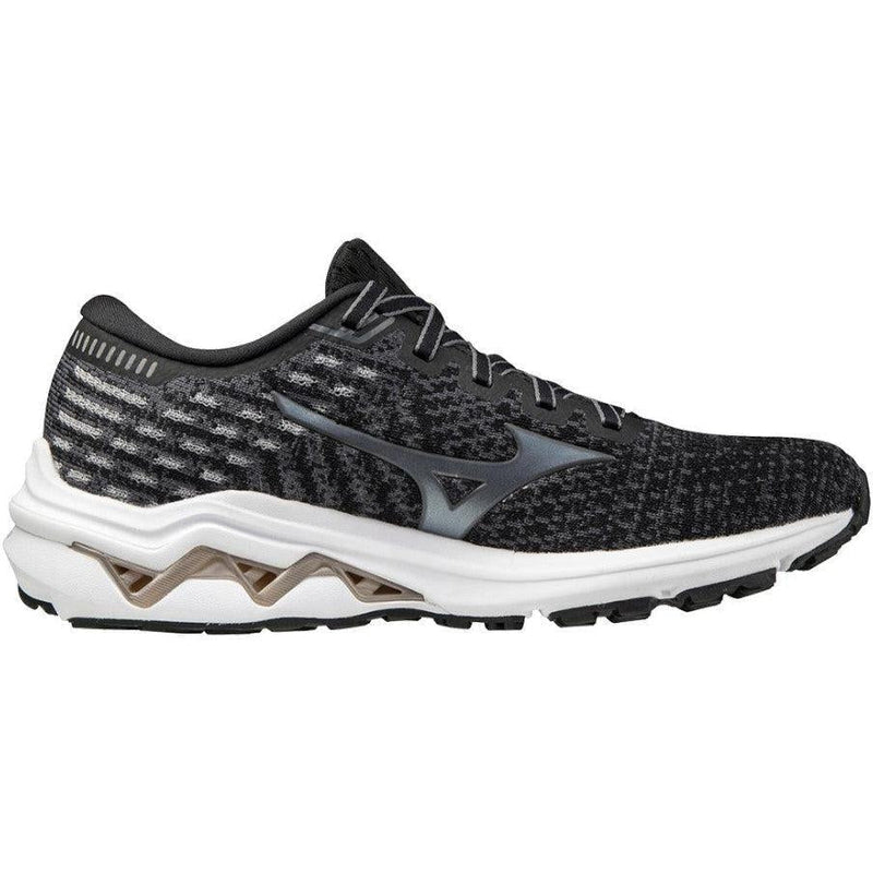 Women's Mizuno Wave Inspire 17 Waveknit, Black/Platinum Gold, 7 B Medium