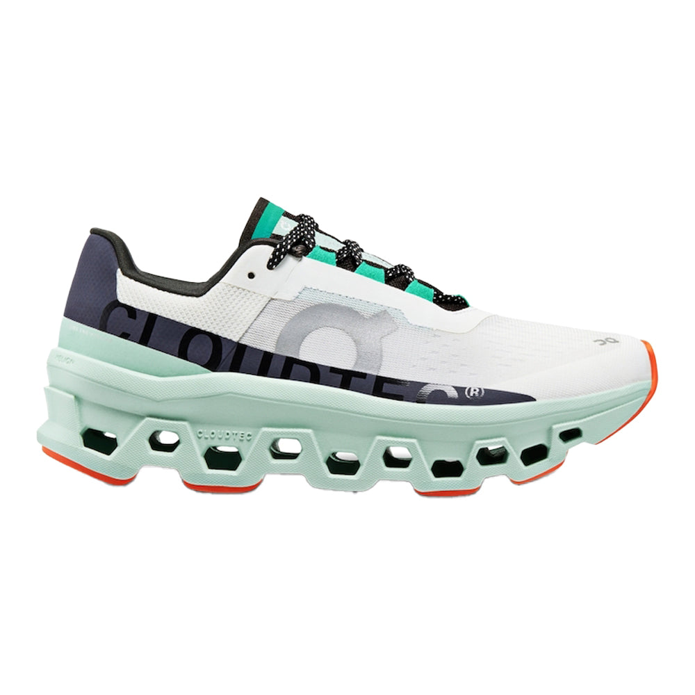 Women's On Cloudmonster, Undyed-White/Creek, 6 B Medium
