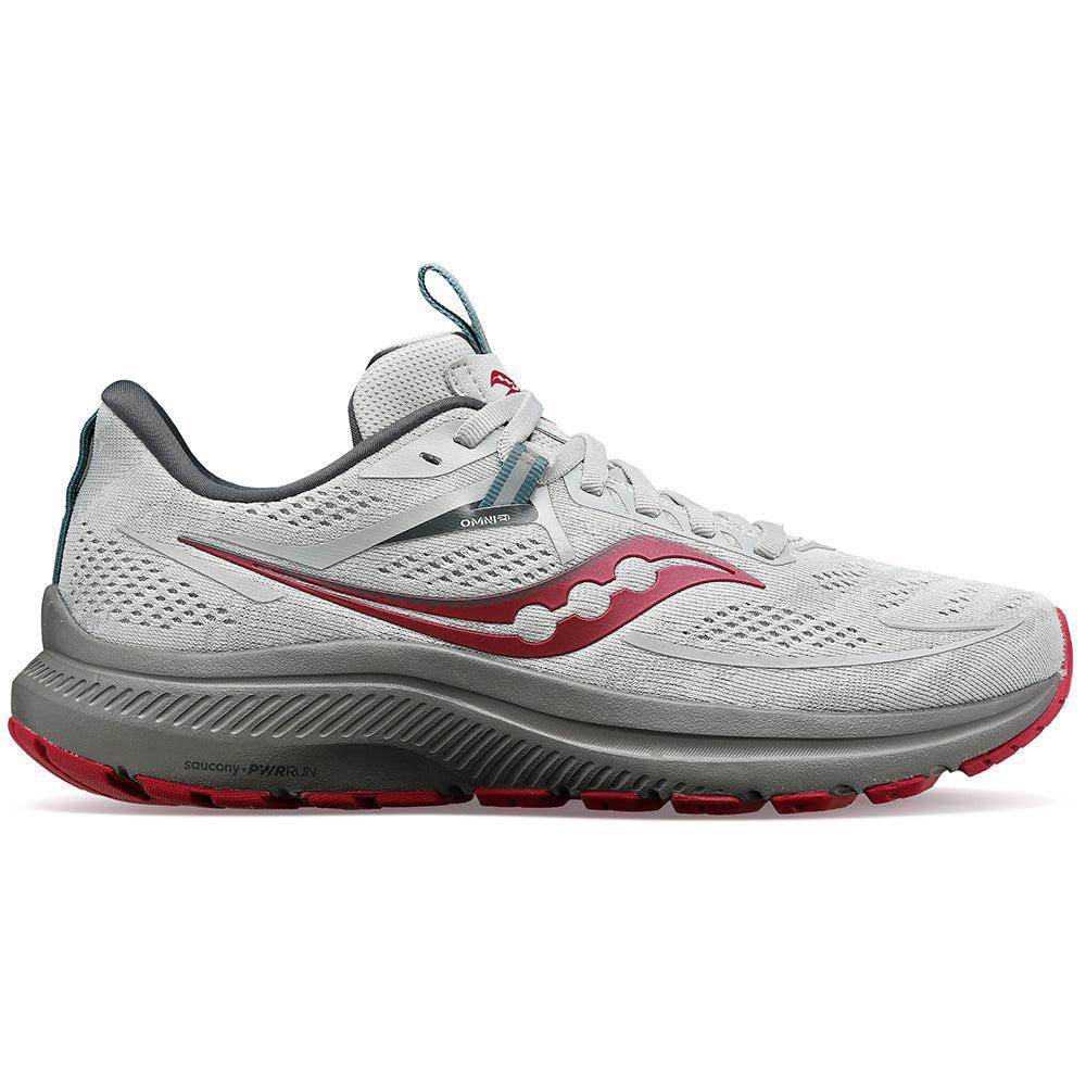 Women's Saucony Omni 21, Concrete/Berry, 8 B Medium