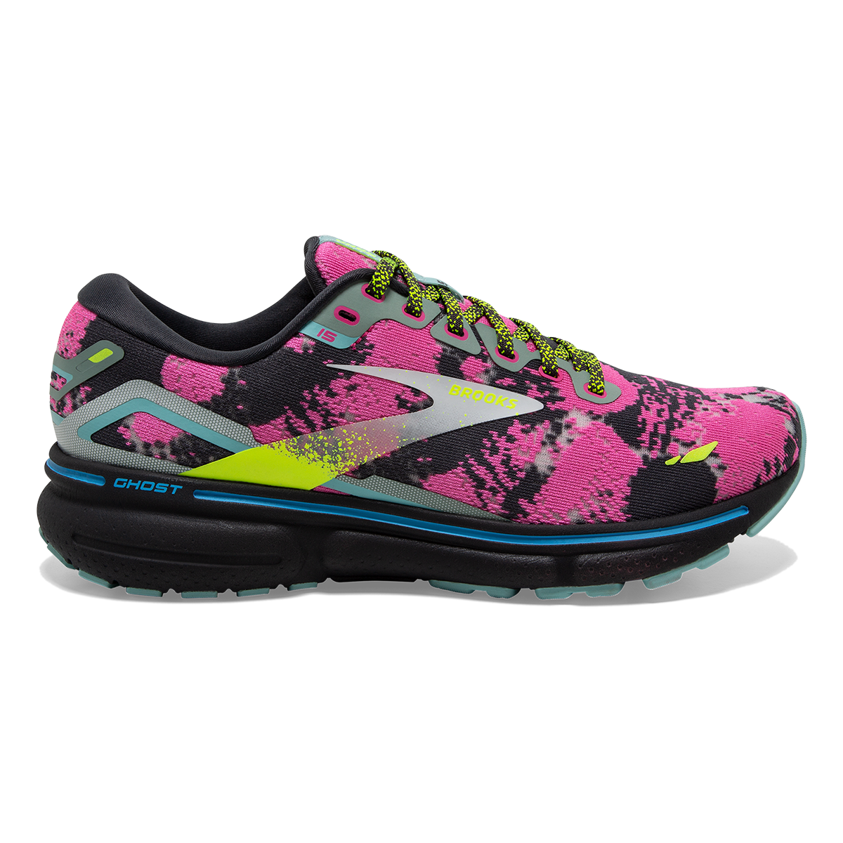 Women's Brooks Ghost 15, Blue/Ebony/Nightlife, 8 B Medium