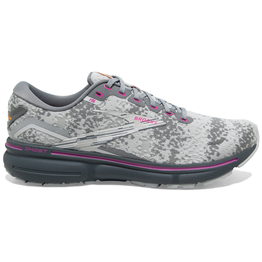 Men's Brooks Ghost 15, White/Oyster/Oriole, 11 D Medium