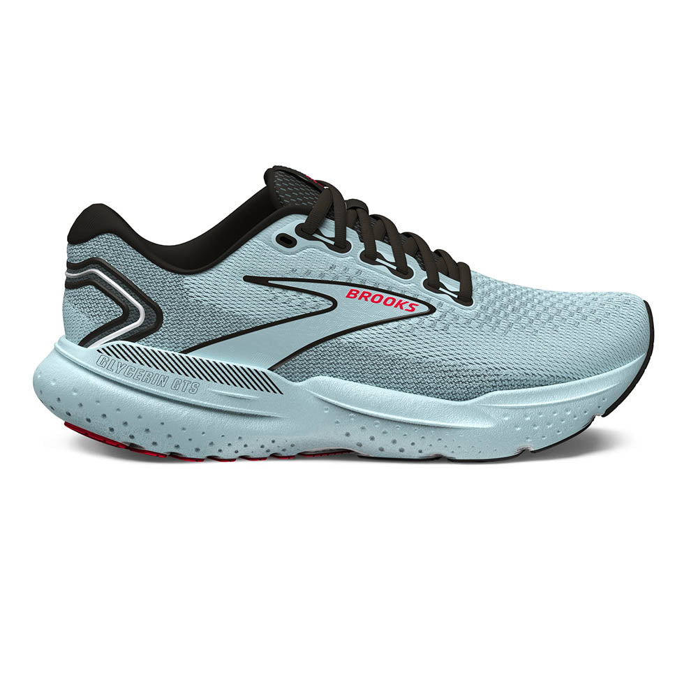 Women's Brooks Glycerin GTS 21, Cloud/Black/Pink, 9.5 B Medium
